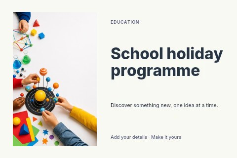 School holiday programme postcard template