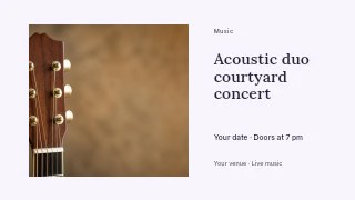 Acoustic duo courtyard concert youtube thumbnail template · Horizontal photo dialogue
