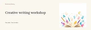 Creative writing workshop banner template · Horizontal photo dialogue