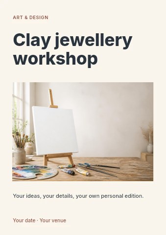 Clay jewellery workshop flyer template