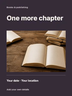 Open blank books on wooden surface in Reading photo announcement · Title & photograph