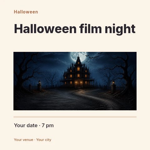Halloween film night social media post template