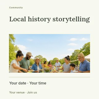 Local history storytelling social media post template · Title & photograph