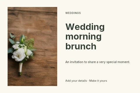 Wedding morning brunch postcard template