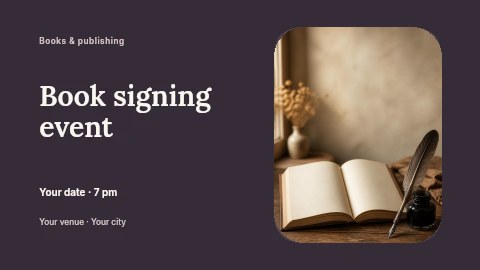 Book signing event presentation cover template