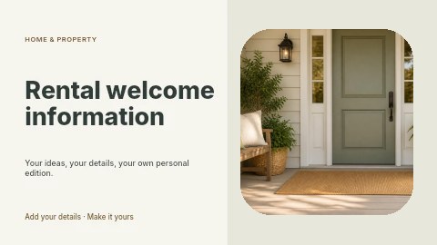 Rental welcome information presentation cover template
