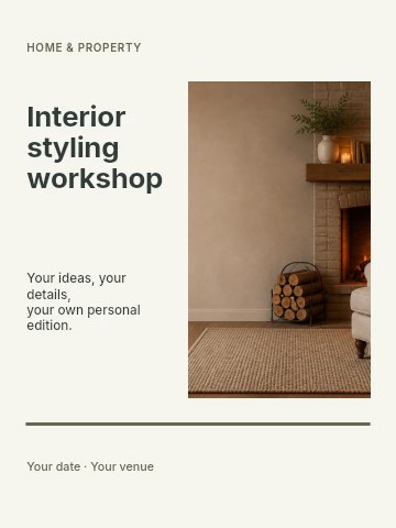 Interior styling workshop poster template