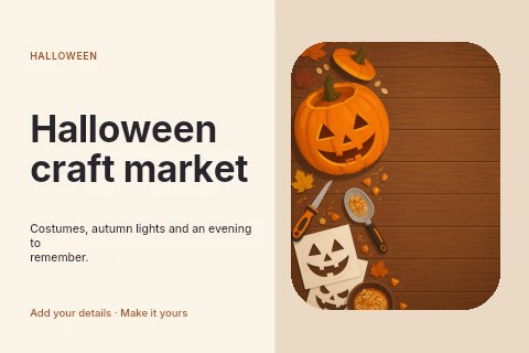 Halloween craft market postcard template