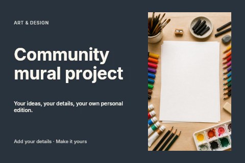 Blank Paper Surrounded by Art Supplies in Community mural project postcard template