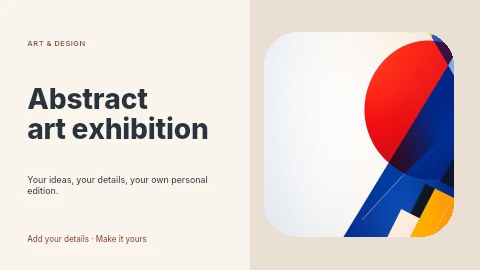 Abstract geometric shapes composition in Abstract art exhibition presentation cover template
