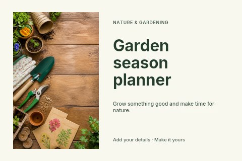 Garden season planner postcard template