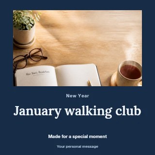 New Year’s Resolutions Notebook with Tea in January walking club · Quiet photo gallery