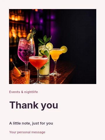 Colorful cocktails on bar counter in Dance club opening greeting card template