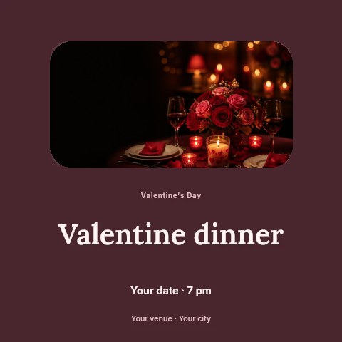 Valentine dinner social media post template