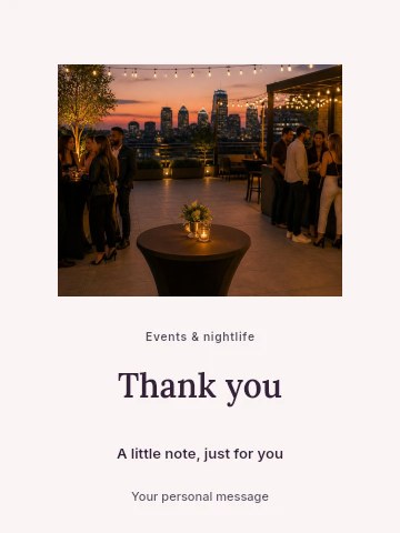 Evening rooftop social gathering in Rooftop party greeting card template