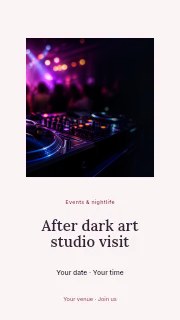 After dark art studio visit instagram story template · Picture window