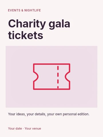 Event admission ticket · Outline in Charity gala tickets poster template