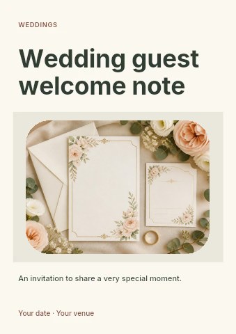 Wedding guest welcome note flyer template