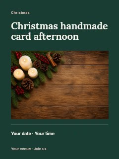 Festive Christmas candles and greenery in Christmas handmade card afternoon poster · Title & photograph