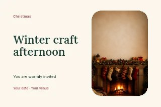 Winter craft afternoon postcard template · Horizontal photo dialogue