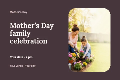 Mother’s Day family celebration postcard template