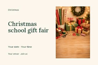 Christmas school gift fair postcard template · Horizontal photo dialogue