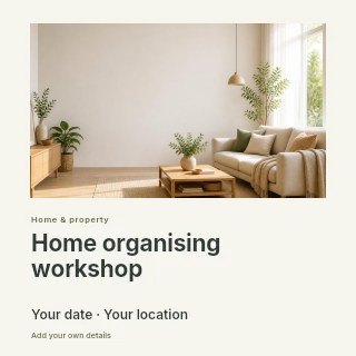 Home organising workshop social media post template · Gallery editorial