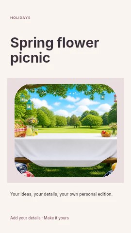 Spring flower picnic instagram story template