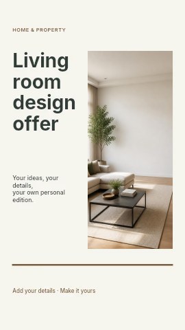 Living room design offer instagram story template