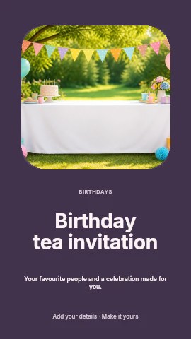 Birthday tea invitation instagram story template