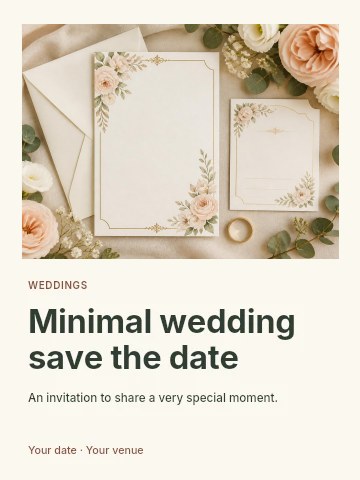 Elegant Floral Wedding Invitation Set in Minimal wedding save the date poster template