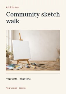 Community sketch walk flyer template · Title & photograph