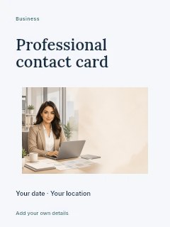 Professional contact card invitation template · Modern programme