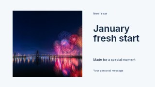 Nighttime fireworks over city bridge in January fresh start · Horizontal photo dialogue