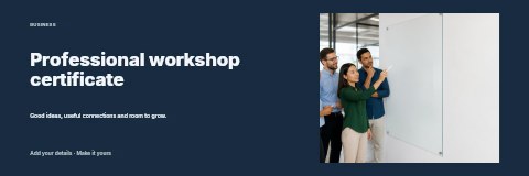 Professional workshop certificate banner template