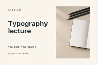 Open notebook with drawing pencils and stationery in Typography lecture · Horizontal photo dialogue