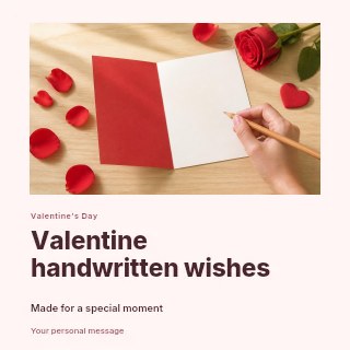 Valentine handwritten wishes social media post template · Gallery editorial