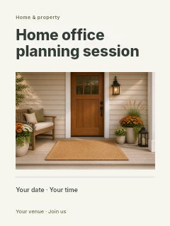Home office planning session poster template · Title & photograph