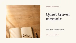 Quiet travel memoir youtube thumbnail template · Horizontal photo dialogue