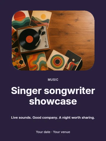 Singer songwriter showcase invitation template