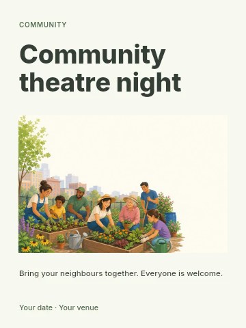 Community theatre night invitation template