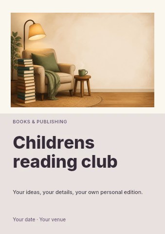 Childrens reading club flyer template