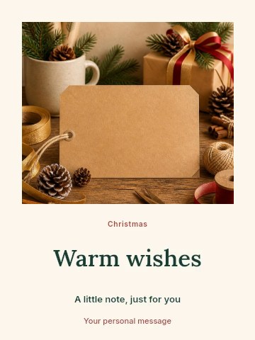 Festive Christmas gift wrapping scene in Festive charity fundraiser greeting card template