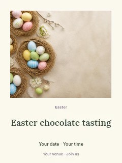 Easter chocolate tasting poster template · Quiet photo gallery