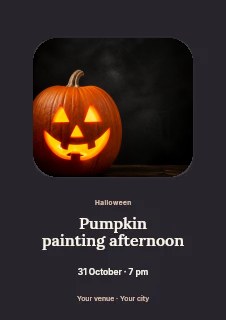 Glowing Jack-o’-lantern Pumpkin on Wood in Pumpkin painting afternoon · Picture window