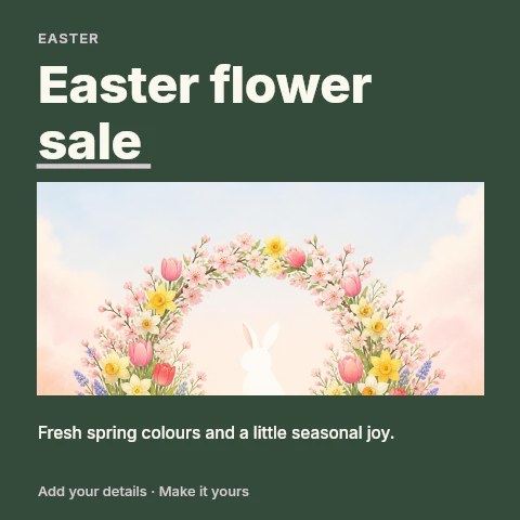 Easter flower sale social media post template