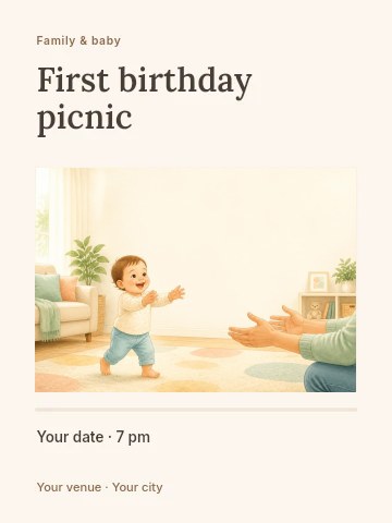 First birthday picnic invitation template