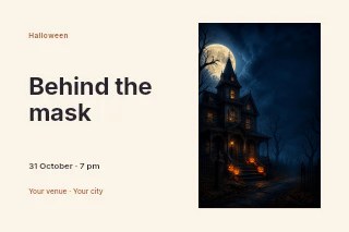 Midnight masquerade photo layout postcard template · Horizontal photo dialogue