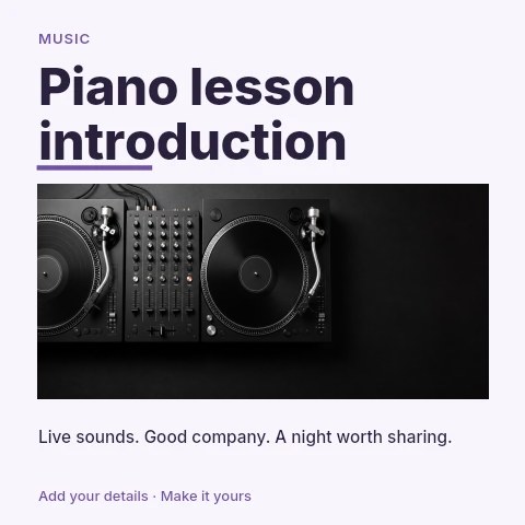 Piano lesson introduction social media post template