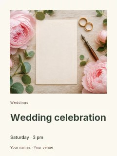 Blank wedding invitation card with flowers in Ivory Garden Wedding · Gallery editorial
